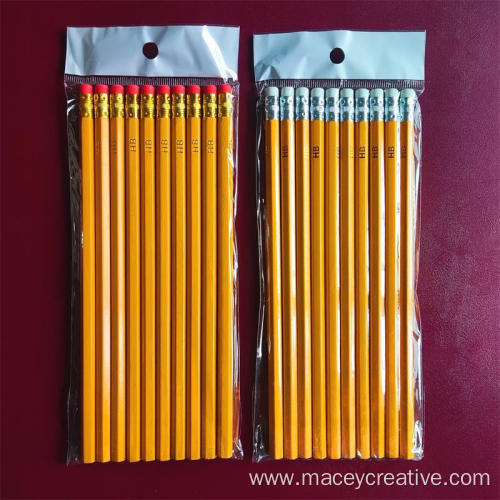 7 Wooden Printing HB Pencil With Rubber Tip